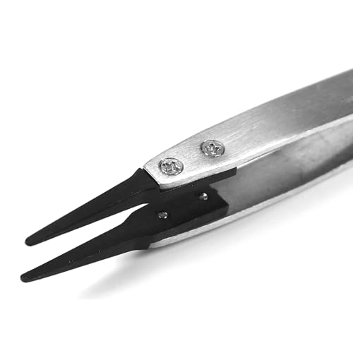 Utoolmart ESD-249 Precision Anti-Static Carbon Fiber Tweezers Stainless Steel Tweezers for Craft Jewelry Electronics 3 pcs - color: 3pcs, size: ESD-249