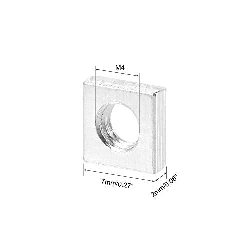 uxcell Square Nuts M4x7mmx2mm Zinc-Plated Metric Coarse Thread Assortment - size: M4x7mmx2mm