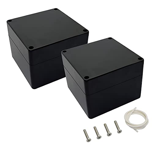 LeMotech Project Box ABS Plastic IP65 Waterproof Dustproof Electrical Junction Box Outdoor Enclosure for Electronics Black 4.7 x 4.7 x 3.5 inch(120 x 120 x 90 mm)(Pack of 2) - color: Black (2 packs), size: 4.7" x 4.7" x 3.5"