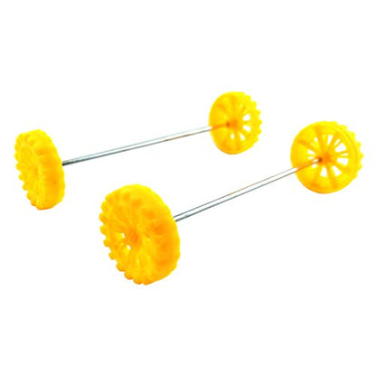 EUDAX 30mmx8mm Plastic Roll 2mm Dia Shaft Toys Wheel and 2mmx100mm STEM Shaft Round Rod Axles for DIY Toy RC Car Truck Boat Helicopter Model Part (Yellow, 100pcs) - color: Yellow, size: 100pcs