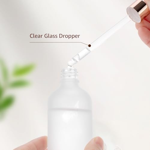 10 Pack 100ml Frosted Glass Sample Dropper Bottles, Rose Golden Caps - color: Frosted, size: 100mL-10pcs