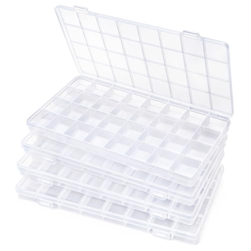 Praisebank 32 Grids Beading Storage Container Box, Perfect for Storage Beads & Small Items. (Clear / 4 Pack) - size: 32 x 4 Pack