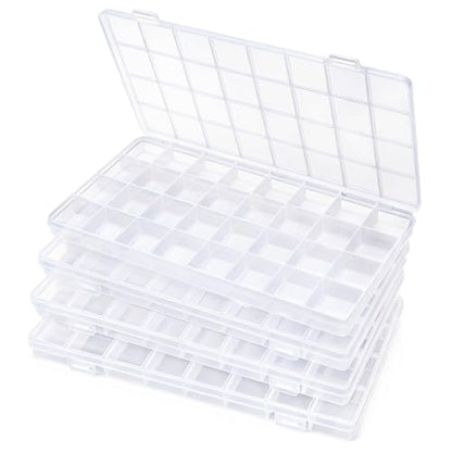 Praisebank 32 Grids Beading Storage Container Box, Perfect for Storage Beads & Small Items. (Clear / 4 Pack) - size: 32 x 4 Pack