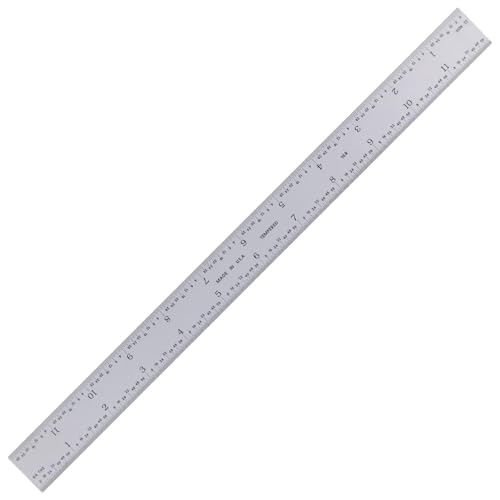 PEC Tools 12" Rigid Metal Rule, Designed for High-Accuracy Industrial Environments, Made in USA - color: Carbon Steel-Rigid, size: 12"