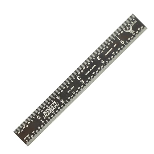 PEC Tools 6" Metal Rule, Designed for High-Accuracy Industrial Environments, Made in USA - color: Black Chrome-Rigid, size: 6"