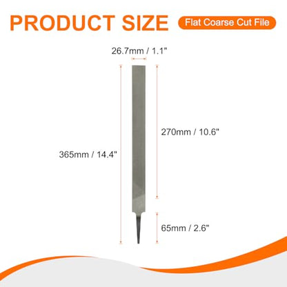 HARFINGTON 2pcs Flat Coarse Cut File 12" Double Cut Teeth High Carbon Steel Hand Rasp File without Handle for Metal Wood Deburring Removing - size: 12", style: Coarse