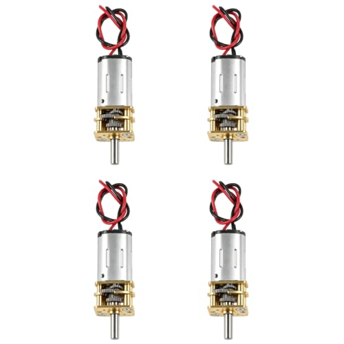 4Pcs Mini Micro N20 Gear Moto, DC 3V-6V Slow Speed Full Metal Gearbox - color: with wire