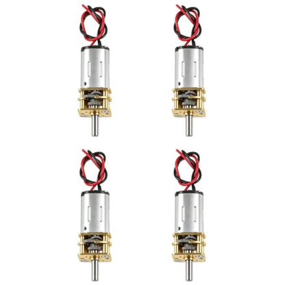 4Pcs Mini Micro N20 Gear Moto, DC 3V-6V Slow Speed Full Metal Gearbox - color: with wire