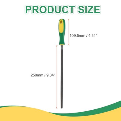 HARFINGTON 10" Round Fine Cut File Double Cut Teeth Fine Metal File High Carbon Steel T12 with Plastic Handle for Metal Wood Finishing Roughing, Grey/Yellow-Green - size: 10", style: Fine Cut