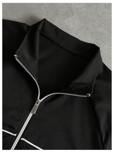 SOLY HUX Men's Tracksuit 2 Piece Workout Outfits Zip Up Jacket Pants Set - color: Black, size: Large