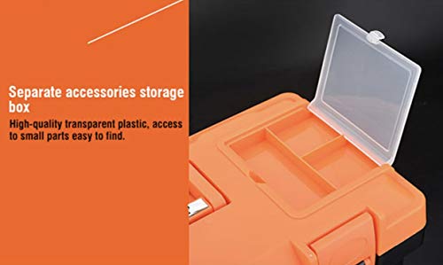 Edward Tools Heavy Duty Plastic Tool Box 14” - Small Top Accessory Boxes - Grip Handle - Removable Organizer Tools Tray - Secure Latch Locking Lid - Sturdy Frame