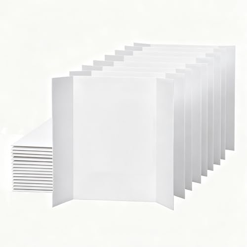 12Pack Trifold Display Board 21.4"x 14", White Corrugated Poster Board for School Projects, Science Fairs, Presentations - color: 12Pack21.4x 14