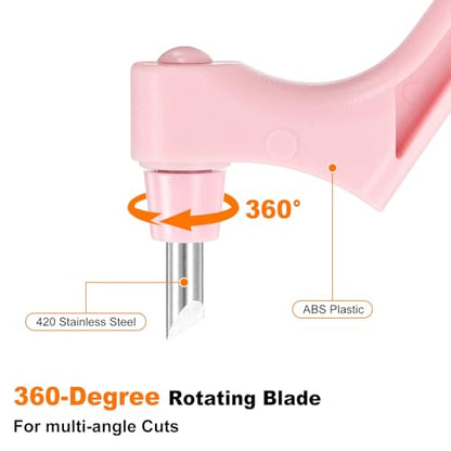 HARFINGTON Craft Cutting Tools 30 Degree Blades 360 Degree Rotating Blade Stainless Steel Cutter Pen Knife with Mat for DIY Crafts Stencils Scrapbooks, Pink - color: Pink
