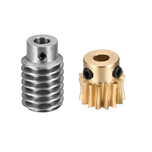 uxcell Worm Gear Set Right Rotation 15T 1 Module 15:1 Reduction Rate - size: Gear-6mm, Worm-5mm Bore, style: 1M-15T