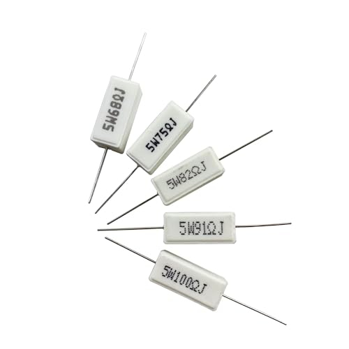 120 Pieces 5W Ceramic Cement Resistor Kit 0.01 Ohm - 100K Ohm - size: 0.01Ω-100K Ω 120 PCS
