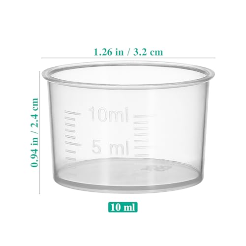 TOYANDONA Disposable Measuring Cup Set Pack of 100 Clear Plastic Measuring Cup 10ml Transparent Containers Thickened Measuring Cups for Mixing Paint,