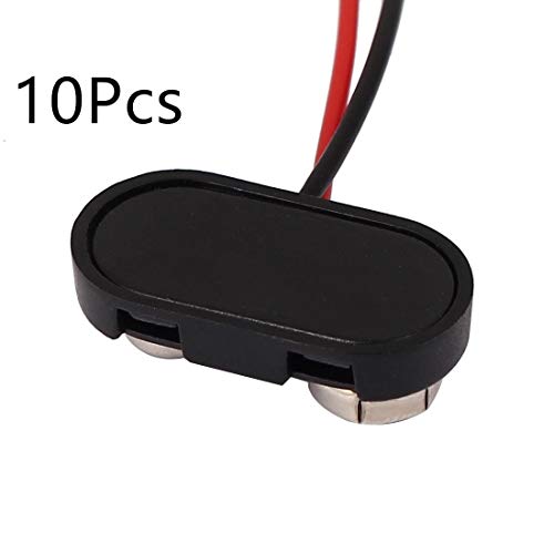 10 Pack T Type 9 V Battery Clip Connector Long Cable Connection Hard Shell Black Red Connector