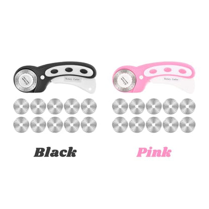 45mm Rotary Cutter with 10 Extra Replacement Blades, with Safety Lock - color: Pink