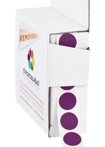 ChromaLabel Removable Purple Dot Labels, 1/2 Inch, 1000/Box - color: Purple, size: 1/2"