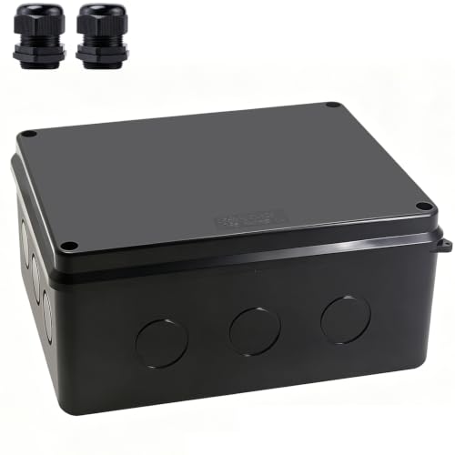 Project Box IP65 Waterproof Dustproof Junction Boxes ABS Plastic DIY Electronic Case, Indoor & Outdoor Electrical Box Power Cord Enclosure Black 255x200x120mm - size: 10" x 7.9" x 4.7"