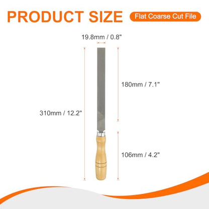 HARFINGTON Flat Coarse Cut File 8" Double Cut Teeth High Carbon Steel Hand Rasp File with Wood Handle for Metal Wood Deburring Removing - size: 8", style: Coarse