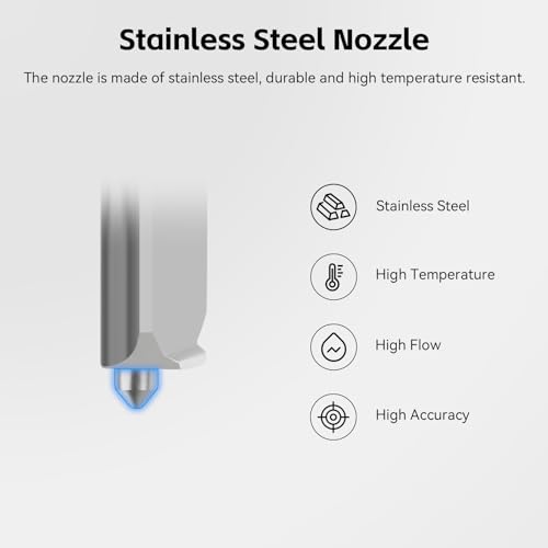 Upgrade 0.2mm Hotend Compatible with Bambu lab A1&A1 Mini,High Temp&Fast Speed Stainless Steel Nozzle+Heating Block Integrated Structure Hot End for BambuLab A1 and A1 Mini 3D Printers - color: 0.2mm Stainless Steel Hotend