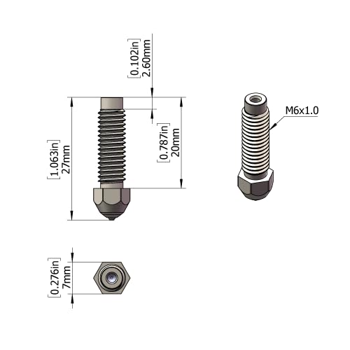 Tungsten Carbide Nozzle 0.6mm for Elegoo Centauri Carbon/CC/CC2 3D Printer Extruder Hotend Kit, High Thermal Conductivity Abrasion Resistance for Precision Additive Manufacturing - size: Tungsten Carbide, style: 0.6mm