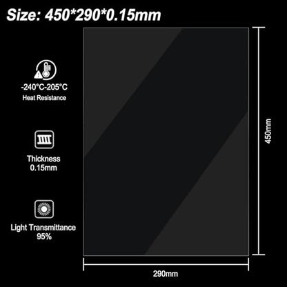 6PCS FEP Film Release Films for Phrozen Sonic Mega 8K /8K V2 /8KS Resin 3D Printer with 95% Light Transmittance, 450 x 290 x 0.15mm - size: 450x290mm