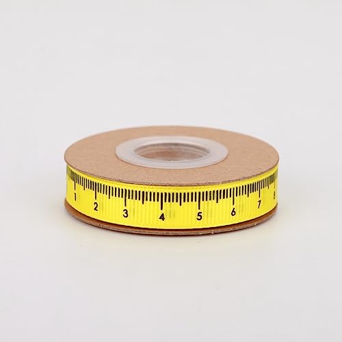 Meseey Back to School Themed Grosgrain Ribbon Ruler School Bus Apple ABC Pencil Backpack Books Chalkboard Printed Craft Ribbons for Teacher Appreciation,Wreath,Gift Wrapping (Yellow Rules) - color: Yellow Ruler