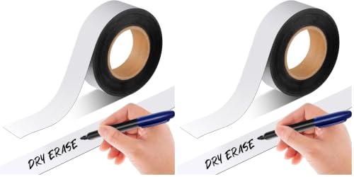 2" x30ft Dry Erase Magnetic Tape Roll, Flexible Magnetic Label Strip - size: 2" x 30ft (Pack of 2)
