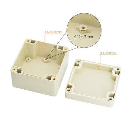 LeMotech Waterproof Dustproof IP65 ABS Plastic Junction Box Universal Electric Project Enclosure Pale Gray 3.3 x 3.2 x 2.2 inch (83 x 81 x 56 mm) - size: 3.3"x3.2"x2.2"