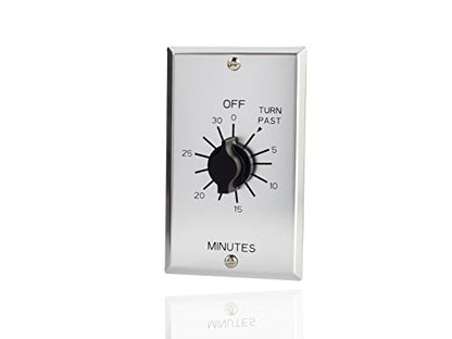 NSI TORK C530M Spring-Wound In-Wall Twist Timer with Commercial Style Metal Plate and 30-Minute Length for Automatic Shutoff of Motors or Lights, #12AWG
