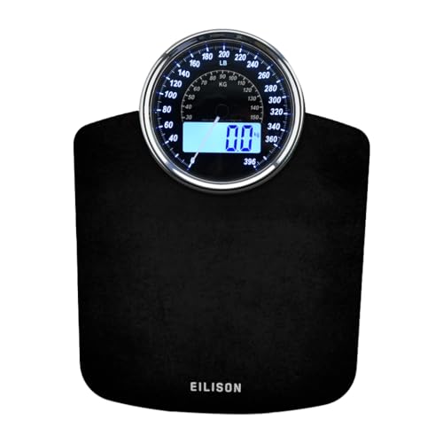 EILISON 2-in-1 Digital & Analog Bathroom Scale, 400 lbs, Large Display - color: Black