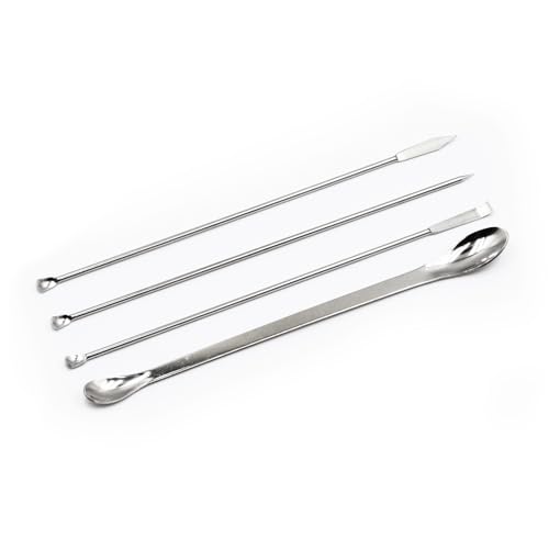 1 Set Stainless Steel Micro Sampling Spoons and Spatulas Lab Reagent Spoon Spatula Set Pack of 4 Laboratory Supplies