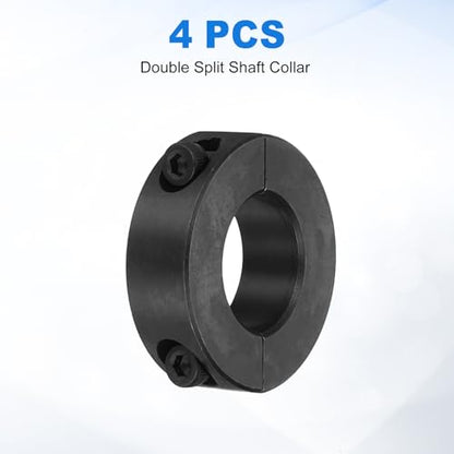uxcell 4pcs Double Split Shaft Collars 17mm Bore, Two-Piece Clamping Collar 32mm OD 10mm Thickness Carbon Steel Lock Collar Clamp with Set Screws (Black Oxide) - size: 17mm x 32mm x 10mm