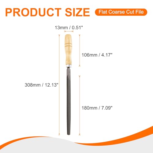 HARFINGTON Triangle Coarse Teeth Cut File 8" Double Cut Teeth High Carbon Steel Hand Rasp File Wood Handle for Metal Wood Deburring Removing - size: 8", style: Coarse