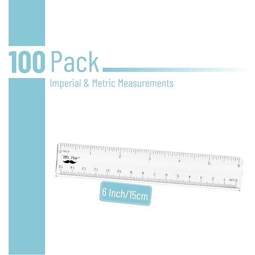 Mr. Pen- Bulk Plastic Rulers, 6 Inch, 100 Pack, Easy-to-Read Markings - color: Clear, size: 100 Pack 6 Inch