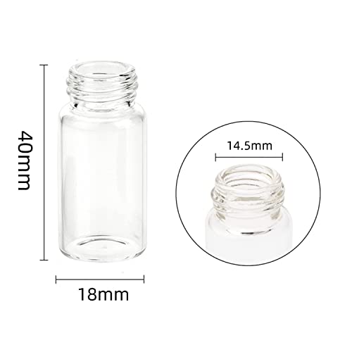 5ML Clear Glass Sample Vial, Liquid Sampling Sample Glass Bottle, Borosilicate Storage Glass Vial 18x40mm,Black 15-425 Polypropylene Screw Cap with PE Liners, Pack of 100 - size: 5ML