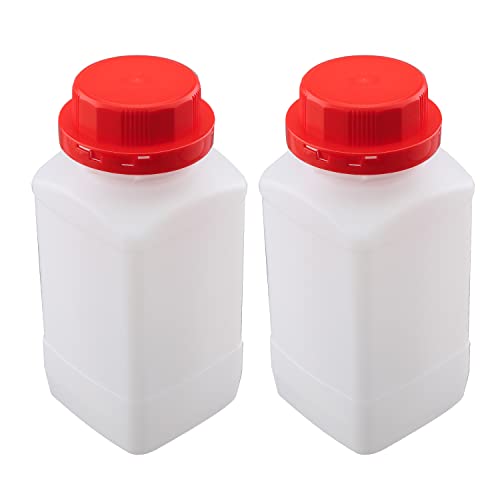 Othmro 2pcs Plastic Lab Chemical Reagent Bottles, 1000ml/34oz Wide Mouth Liquid/Solid Square Sample Storage Container Sealing Bottles with Anti-Theft Cap Red - color: 2Pcs 33oz Red