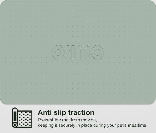 OHMO Galaxy Pet Feeding Mat, 18.9x11.8 Silicone Cat Food Mat, Sage Green - color: Sage Green, size: 18.9"L x 11.8"W