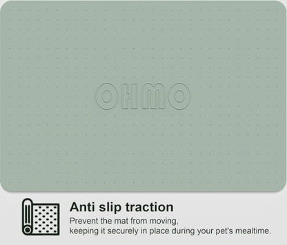 OHMO Galaxy Pet Feeding Mat, 18.9x11.8 Silicone Cat Food Mat, Sage Green - color: Sage Green, size: 18.9"L x 11.8"W