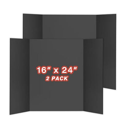Chell 16x24 Small Size Corrugated Trifold Poster Boards, Black, 2 Pack - size: Small, 16x24 in