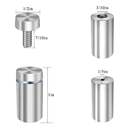 1/2 x 1 Inch Sign Standoffs Wall Mounting Standoff Screws Hardware, 16 Pack - size: 1/2"x1"