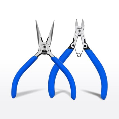 5" Needle Nose Pliers and Flush Cutters Set, 2-Piece Precision Pliers Set, Ultra-Sharp Crafts Diagonal Wire Cutters, Long Nose Pliers for Wire Cutting, Electronics Repair, Craft DIY, Home Use - size: B06/ 013-2Pack