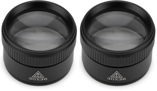 30X Portable Handheld Magnifier Optics Lens Loupes Magnifiers Dome Magnifying Glass for Jewelry Scope Stamps Seniors Reading Newspapers Crafts Watch Repair (30X 36MM) (Pack of 2) - size: 30X36MM (Pack of 2)