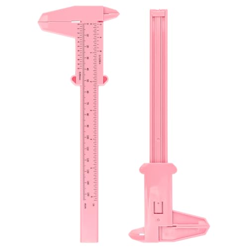 150mm Mini Plastic Caliper Double Scale Plastic Vernier Caliper for Eyebrow Jewelry Tatoo Sliding Gauge Ruler Measuring Tool (Pink)