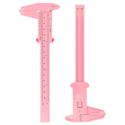 150mm Mini Plastic Caliper Double Scale Plastic Vernier Caliper for Eyebrow Jewelry Tatoo Sliding Gauge Ruler Measuring Tool (Pink)