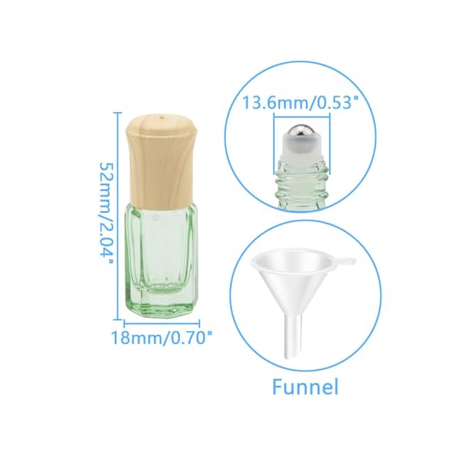 3mL Glass Roller Bottles for Essential Oils, Roller Ball Applicator - color: Green
