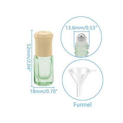 3mL Glass Roller Bottles for Essential Oils, Roller Ball Applicator - color: Green