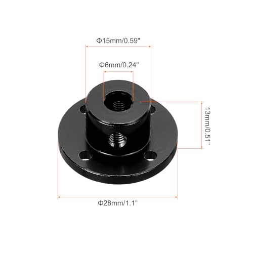 MECCANIXITY 4pcs 6mm Bore Rigid Black Flange Coupling Connector Aluminum Motor Bearing Shaft Mounting Hub with Wrench for DIY RC Model Motors - color: Black, size: 6mm